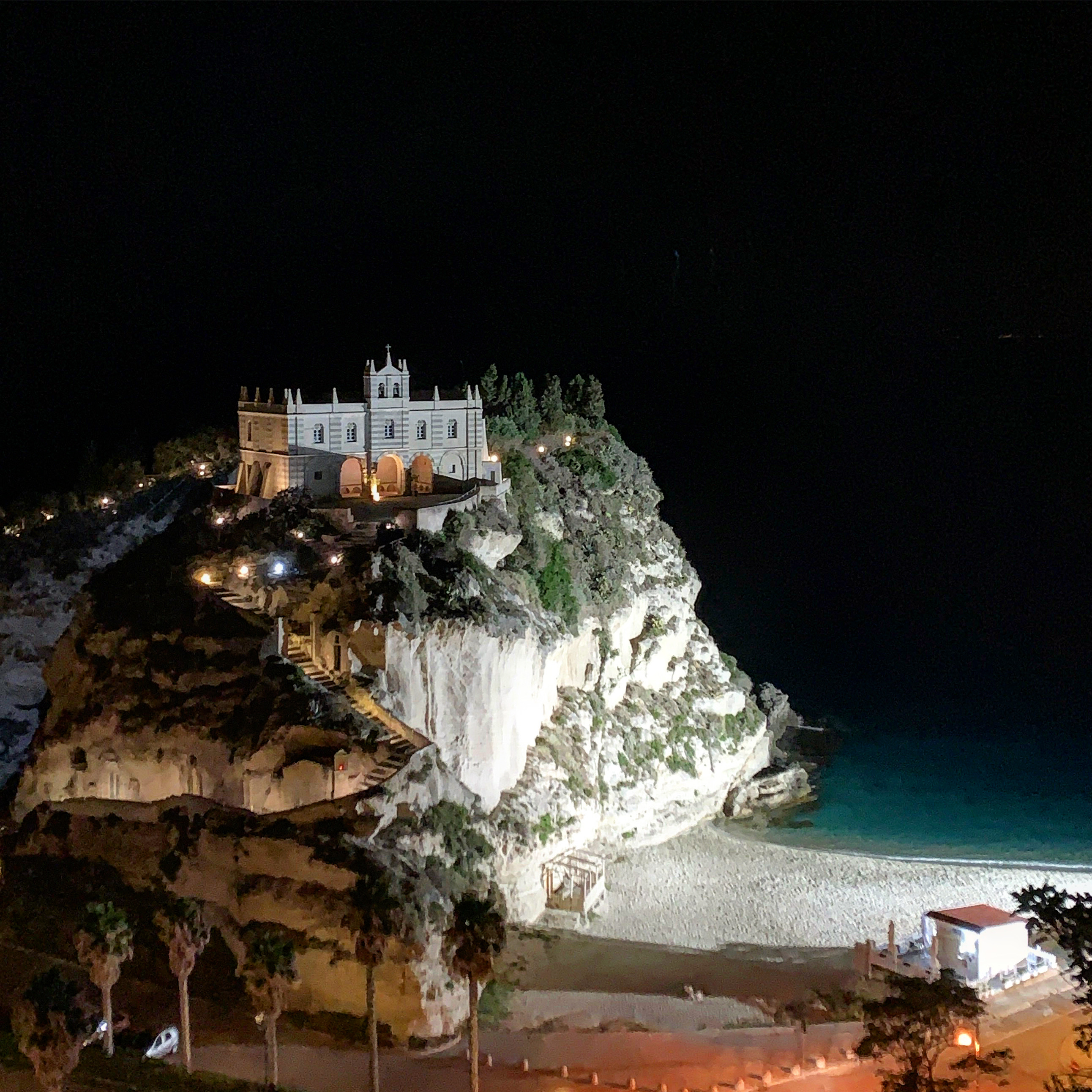 Santa Maria Sanctuary At Night Tropea Italy
