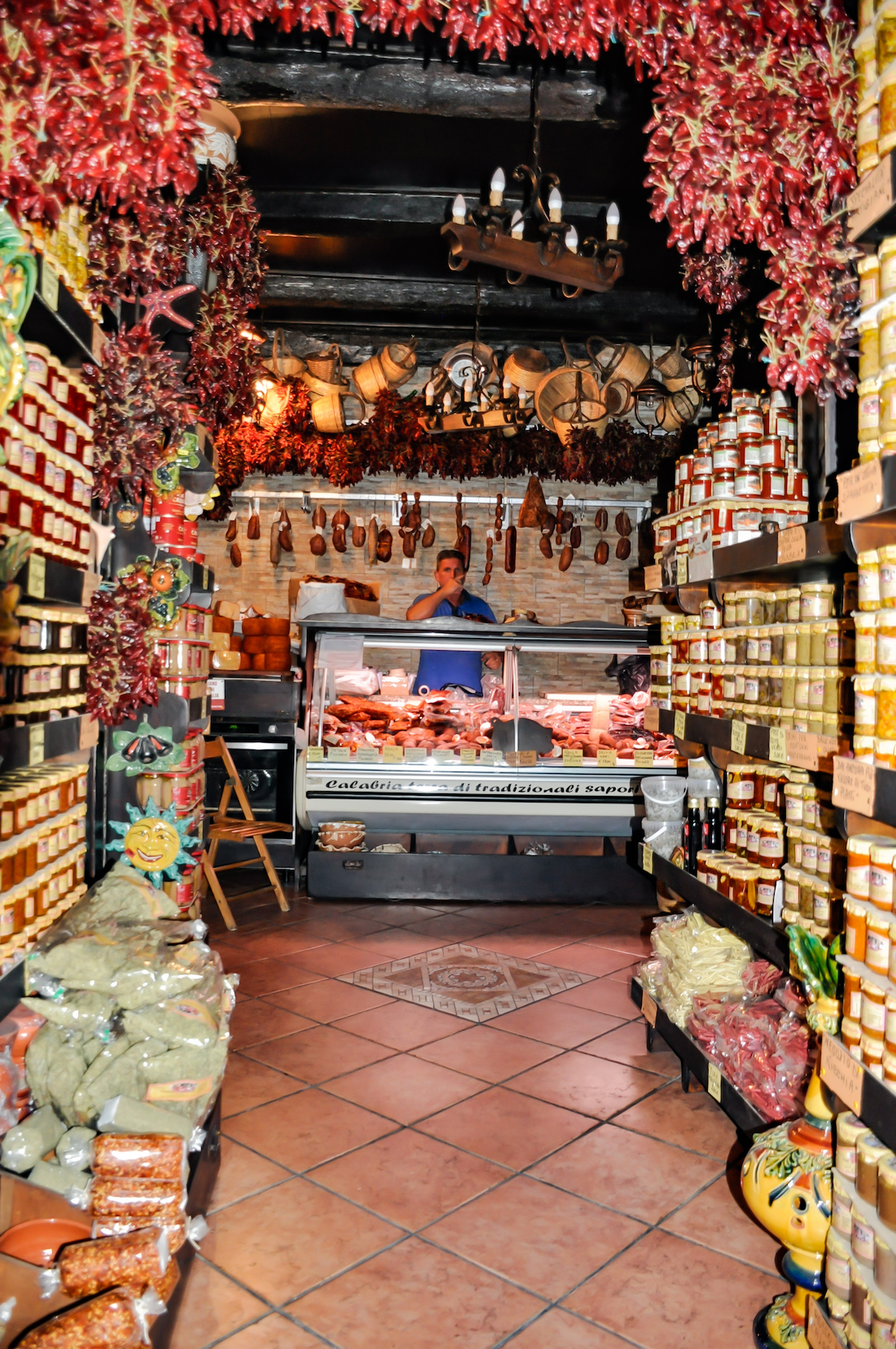 Food shop in Tropea Italy