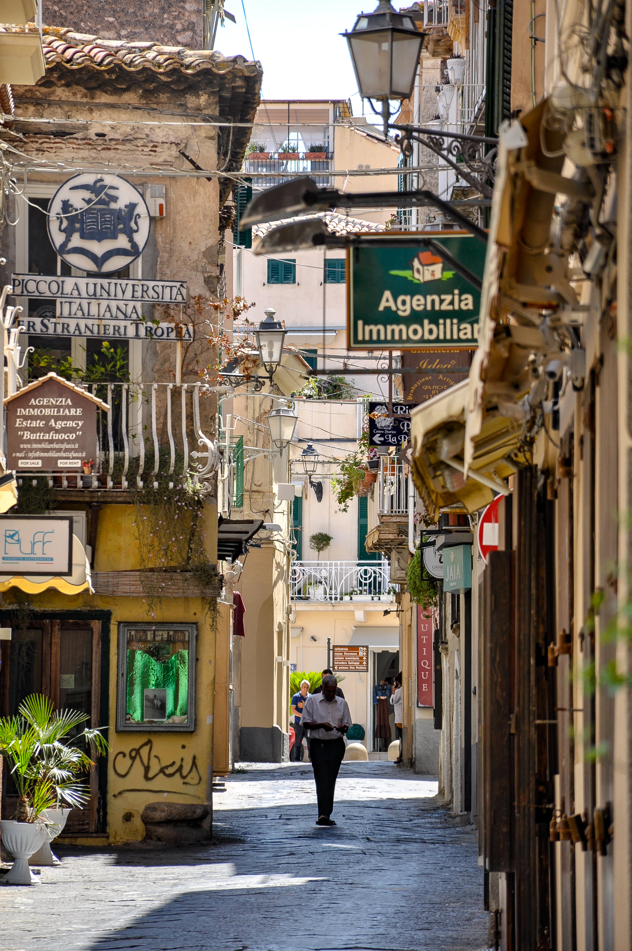 Narrow Street Scene of Tropea Italy
