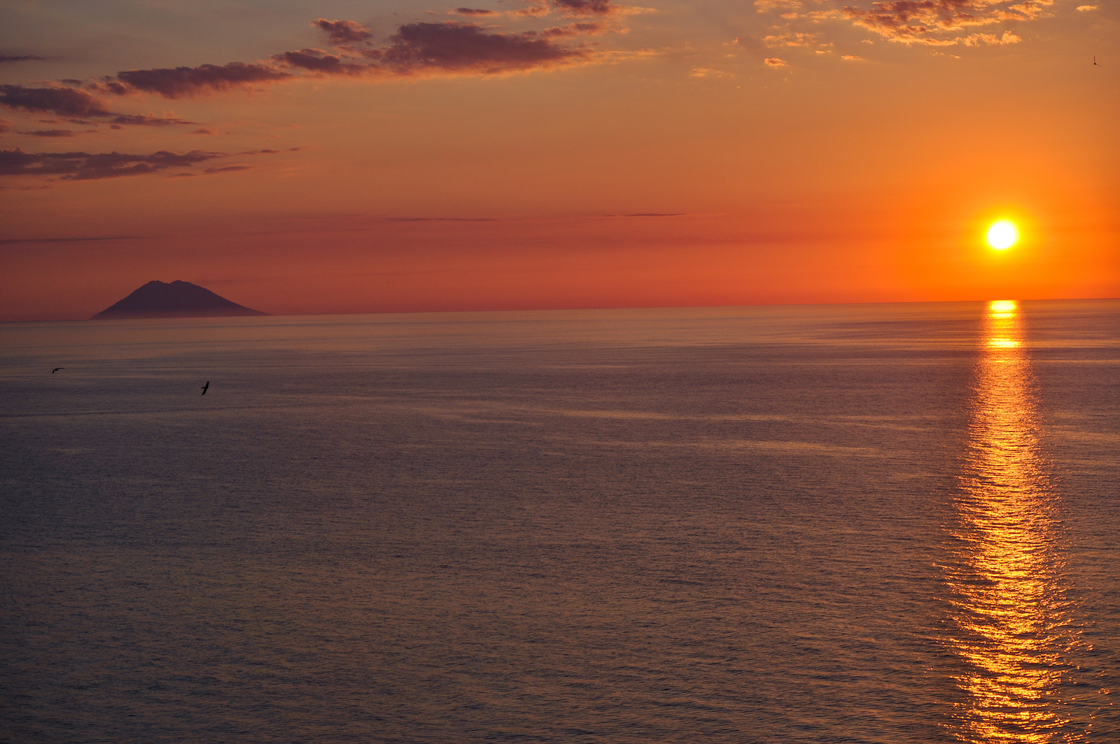 Sunset over Stromboli in Tropea Italy
